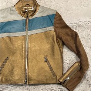 Colorblock Leather Jacket